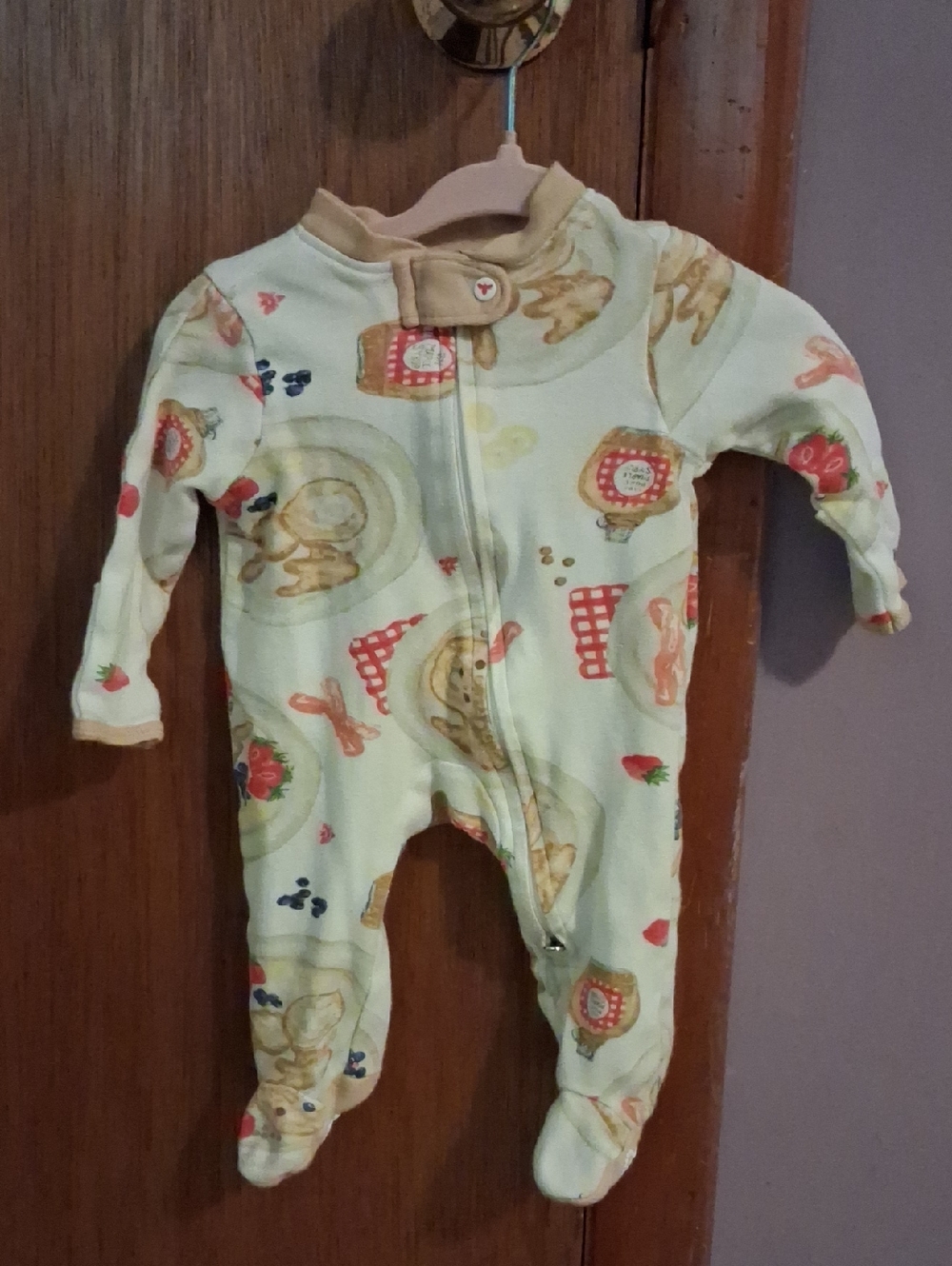Burts BEES One-Piece Romper with Breakfast Print